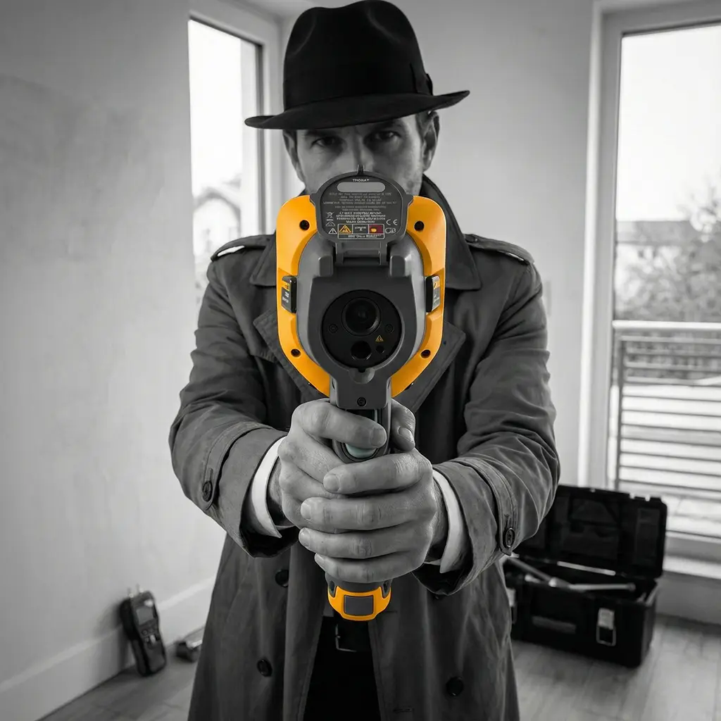 הדטקטיב מכוון על המצלמה - הדטקטיב איתור נזילות